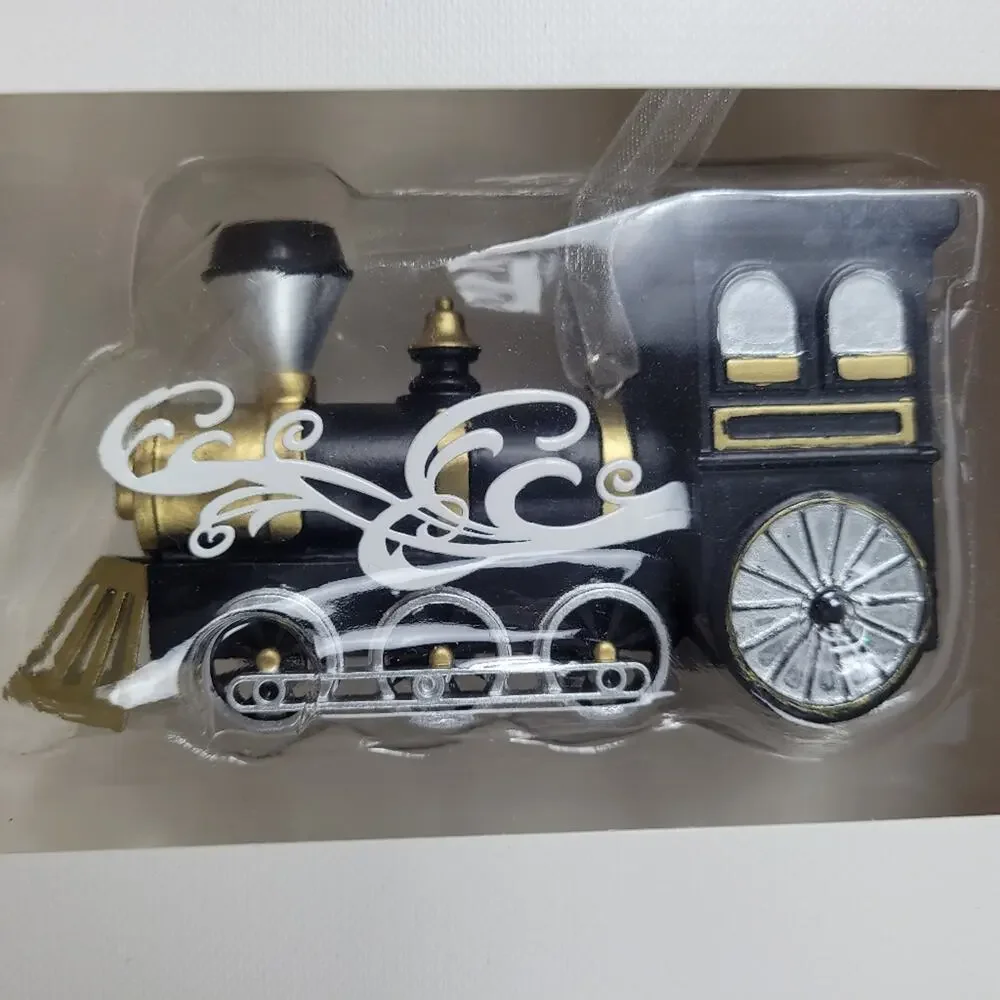 NWT Hallmark Signature Black & Gold Locomotive Train Engine Ornament